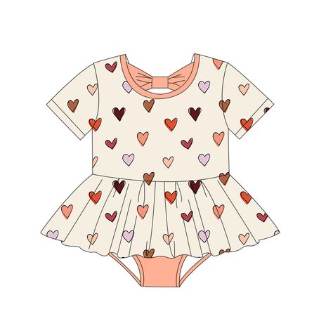 Colorful Love Heart Print Newborn Romper Dress Triangle-Bottom Jumpsuit Baby Girl Summer Outfits Paper Baby Doll, Bb Reborn, Wholesale Boutique Clothing, Paper Duck, Paper Doll Template, Baby Skirt, Newborn Romper