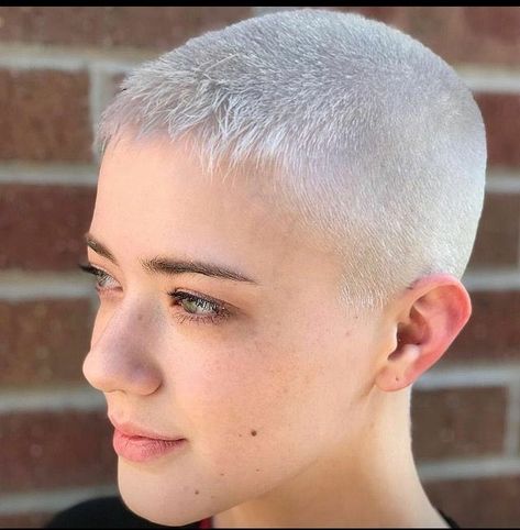 There is Somthing special about women with Short hair styles. I'm a big fan of Pixie cuts and buzzed cuts. Enjoy the many different styles. Silver Buzzcut, Chelsea Haircut, Florida Hair, Bald Beauty, Buzz Cut Women, Silver Knife, Shaved Pixie, Shaved Hair Cuts, Short Shaved Hairstyles