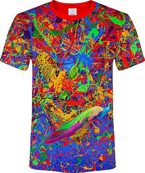 Amazon.com: aofmoka Ultraviolet Fluorescent Handmade Art Neon Blacklight Reactive Print T-Shirt: Clothing Party Shirts Men, Printer Consumables, Glow Effect, Paint Splash, Famous Models, Collar Tshirt, Personalize Art, Party Shirts, Black Light