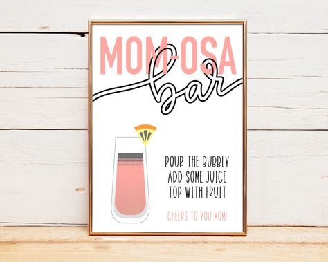 Mothers Day Sign | Printable Mimosa Bar Sign | Mom-osa Bar Sign | Mimosa Bar Decor | Mother's Day Gift | Digital Download | Table Sign by RAHmarkableCrafts on Etsy Mimosa Bar Decor, Mom Osa Bar Sign, Mom-osa Bar Sign, Mom-osa Bar, Shower Bar, Mimosa Bar Sign, Signs For Mom, Mothers Day Signs, Mimosa Bar