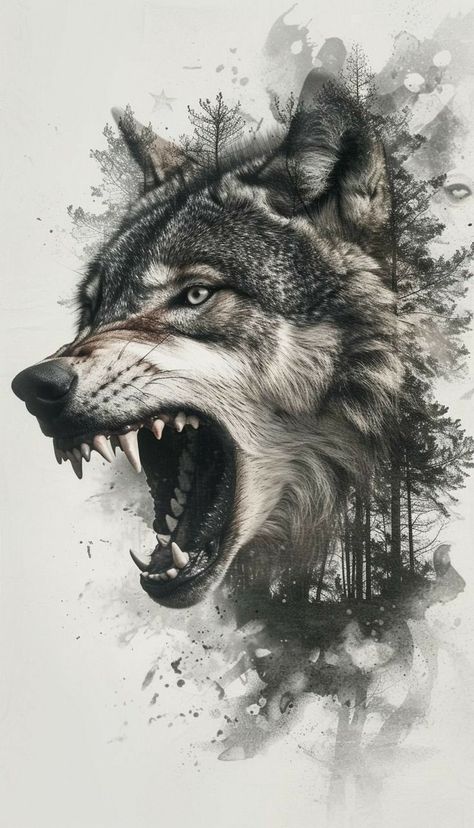 Illustrative Wolf Tattoo, Dire Wolf Tattoo, Viking Wolf Tattoo, Kurt Tattoo, Wolf Face Tattoo, Wolves Tattoo, Wolf Portrait, Fenrir Wolf, Wolf Tattoos Men