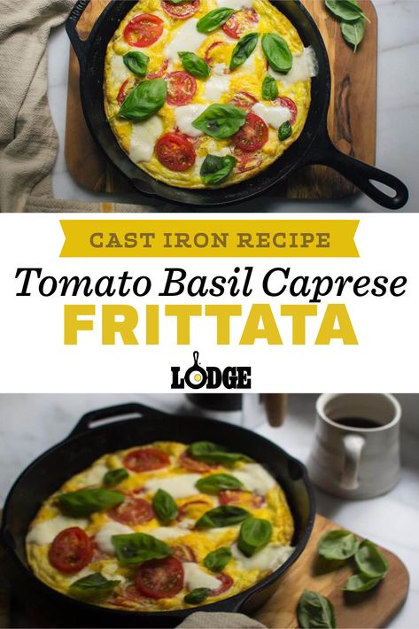 Tomato Basil Frittata Recipes, Fritata Recipe Cast Iron, Tomato Basil Frittata, Forfar Bridie Recipe 12 Tomatoes, Skillet Recipes Healthy, Caprese Frittata, Flavor Flave, Lodge Recipes, Skillet Frittata