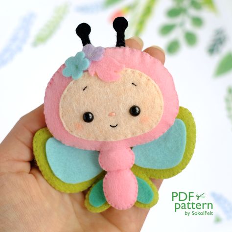 Felt Crafts Diy Sewing Patterns, Felt Butterfly Pattern, Bug Plush, Diy Felt Garland, Felt Turtle, Felt Butterfly, Svg Patterns, Felt Toys Diy, Felt Templates