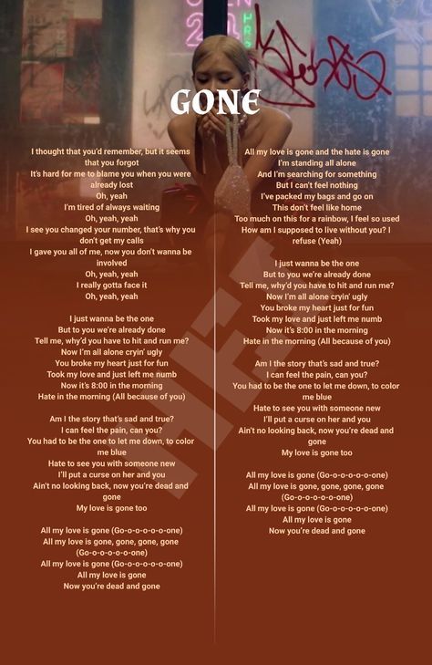 Gone By Rose Lyrics, Gone Rose Blackpink Lyrics, Kpop Easy Lyrics, Gone Rose Lyrics, Rose Gone Lyrics, Black Pink Song Lyrics, Black Pink Lyrics, K Pop Songs Lyrics, Blackpink Songs Lyrics