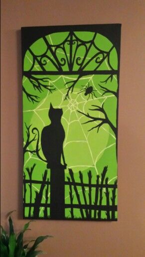 Funny Halloween Painting, Easy Creepy Paintings, Halloween Diy Painting Canvas, Halloween Painting Ideas On Canvas Easy, Halloween Canvases, Spooky Canvas Painting Ideas, Simple Halloween Paintings On Canvas, Halloween Paintings On Canvas Easy, Rolled Magazine Art