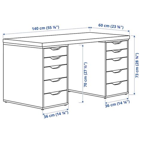 LAGKAPTEN / ALEX Desk, gray/turquoise, 551/8x235/8" - IKEA Alex Drawer Hack Ikea Desk, Home Work Table Design, Desk Blueprints, Bedroom Desk Setup, Alex Desk, Painted Table Tops, Alex Drawer, Ikea Alex, Ikea Website