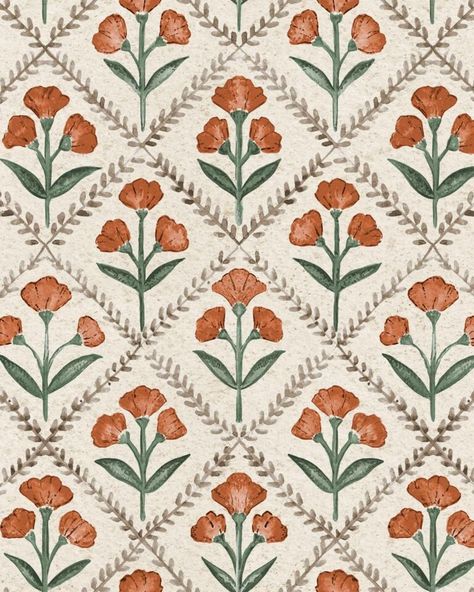 Poppy Emerald – Coordonné Kitchen Wallpaper Accent Wall, Vintage Kitchen Wall Decor, Vintage Mural, Paper Walls, Painted Floral Pattern, Victorian Fabric, Orange Bathrooms, Patterned Wall, Inspired Wallpaper