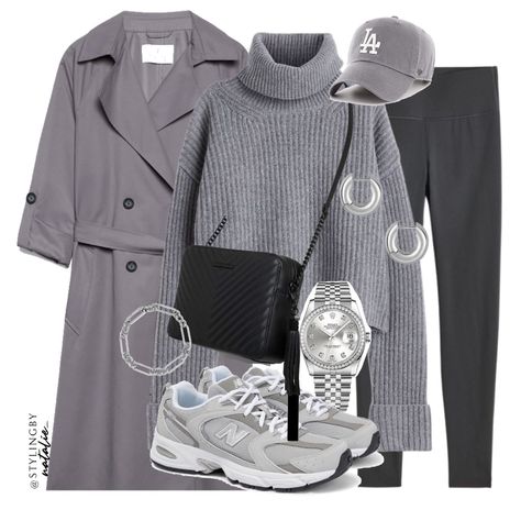 Grey Cap Outfit, Grey Bag Outfit, Grey Jumper Outfit, All Grey Outfit, New Balance 530 Outfit, New Balance 530 Trainers, Grey Leggings Outfit, Trainers Outfit, Grey New Balance