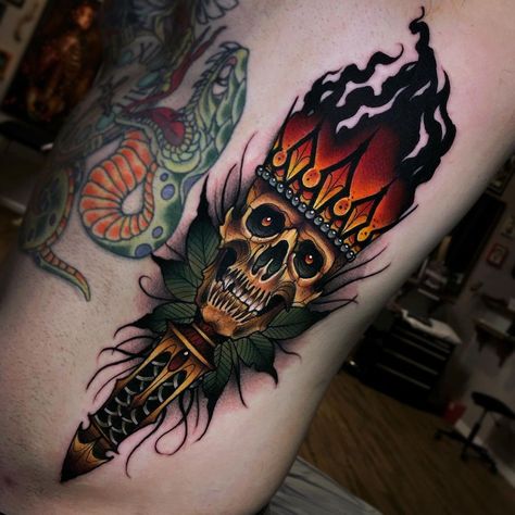 Torch Tattoo, Union Tattoo, River Tattoo, Mexican Tattoo, Tattoo Thoughts, Traditional Style Tattoo, Rose Tattoos For Men, Evil Tattoos, Skull Coloring Pages