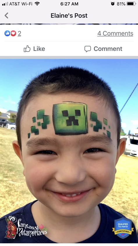 Minecraft Fortnite Face Painting, Minecraft Face Paint Easy, Face Painting Minecraft, Minecraft Makeup Looks, Video Game Face Paint, Roblox Face Paint, Minecraft Facepainting, Minecraft Face Paint, Minecraft Makeup