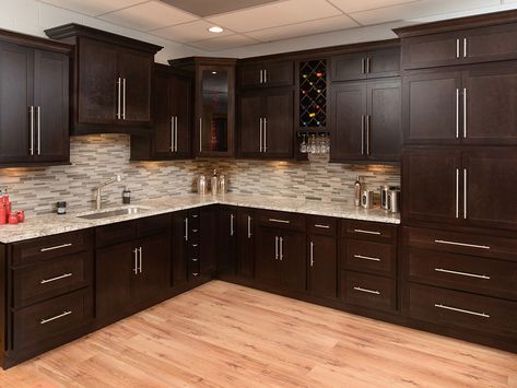 Kitchen Cabinets by Supplier Espresso Cabinets Kitchen, Home Depot Countertops, Shaker Style Kitchen Cabinets, Light Grey Kitchen Cabinets, Espresso Kitchen Cabinets, Espresso Cabinets, Espresso Kitchen, Cheap Kitchen Cabinets, Rta Kitchen Cabinets