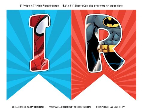 FREE Superhero Alphabet Template | ellierosepartydesigns.com Superhero Alphabet Printable Free, Superhero Letters Printable Free, Happy Birthday Superhero, Superhero Printables Free, Avengers Party Decorations, Bday Banner, Superhero Printables, Superhero Alphabet, Superhero Letters