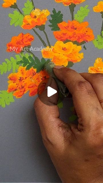 How To Paint Marigolds, Marigold Drawing, Marigold Art, Explore Drawing, Viral Reels, Art Academy, Pastel Drawing, Instagram Photography, Drawing Painting