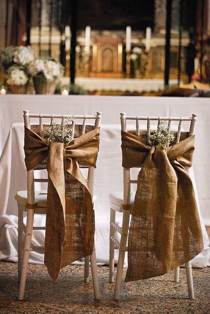 Do-It-Yourself Wedding Chair Decorations | ... itself will still give you some do it yourself inspiration anyway Burlap Chair Sashes, Burlap Chair, Deco Champetre, Chair Ties, Cute Diy Projects, Oversized Chair, Chair Sashes, Burlap Wedding, Chair Decorations