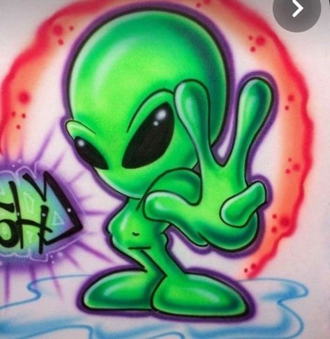 Cool Alien Drawings, Cool Alien, Alien Drawings, Airbrush Designs, Alien Tattoo, Graffiti Doodles, Arte Alien, Emoji Drawing, Graffiti Style Art