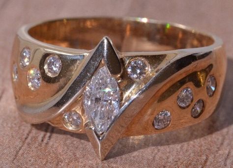 VelvetBoxSociety - Etsy Large Wedding Rings, Wide Band Diamond Rings, Marquis Diamond, Bezel Set Diamond Ring, Holy Matrimony, Vintage Wedding Jewelry, Marquise Diamond Ring, Large Wedding, Filigree Engagement Ring