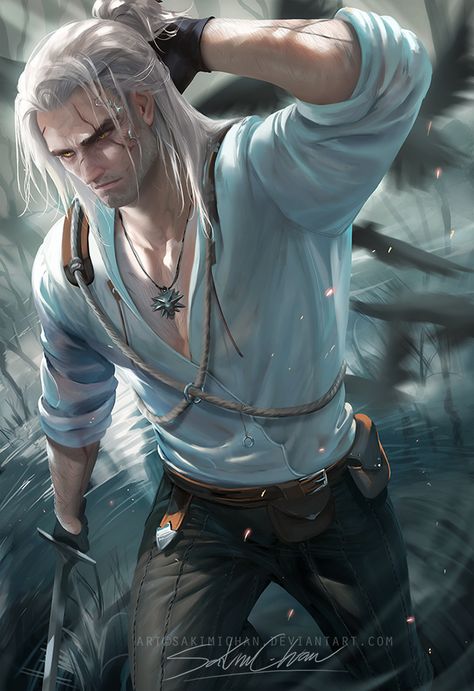 Pixiv llfacebook&nbsp; llOnline Store&nbsp;ll&nbsp;Tumblr&nbsp;ll PatreonllArtstationlInstagram gumroad(tutorial store) My take Geralt from Witcher3. It's been a pleasure , I really enjoyed playing... Dessin Game Of Thrones, Sakimichan Art, Witcher Wallpaper, The Witcher Game, The Witcher Geralt, Witcher Art, Heroic Fantasy, Geralt Of Rivia, Male Character