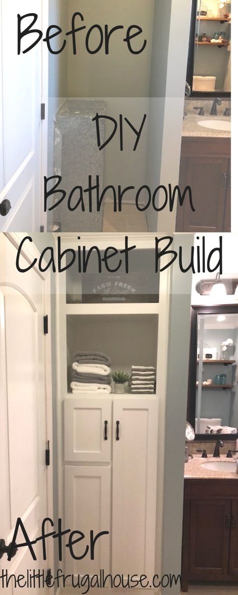 Bathroom Wall Cabinets Storage, Custom Bathroom Storage, Diy Bathroom Ideas, Custom Bathroom Cabinets, Bathroom Cabinets Diy, Cabinet Build, Home Real Estate, Diy Bathroom Storage, Built In Cabinet