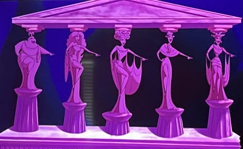 Greek Theater Drawing, The Muses Hercules, Muses Hercules, Hercules Aesthetic, Hercules Party, Hercules Muses, Hercules Movie, Cheer Box, Greek Theme