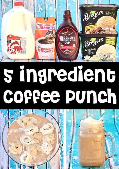 Party Punch Recipes Iced Coffee Punch Recipes, Easy Coffee Punch, Coffee Punch Recipes Easy, Coffee Party Food, Coffee Punch With Ice Cream, Coffee Punch Recipes, Coffee Party Decorations, Mocha Punch Recipe, Coffee Party Ideas