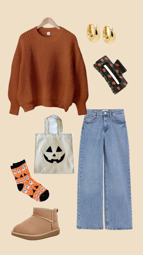 #ootd #outfit #fitinspo #halloween #fall #pumpkin #cozy #sweater #boots #uggs #cozyfall #fallvibes Boots Uggs, Fall Ootd, Ootd Fall, Sweater Boots, Halloween Fall, Cozy Sweater, Ootd Outfit, Cozy Fall, Fall Vibes