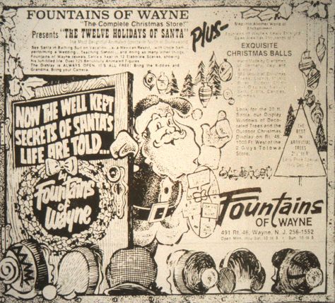 Fountains of Wayne Ad in Wayne NJ 1974 Pop Band took their name from this place. Fountains Of Wayne, Garden State Plaza, College Walls, Photo Board, Garden State, All Things New, Photo Boards, Christmas Store, Collage Wall