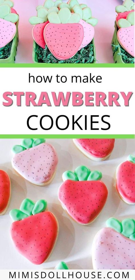 Delicious and Cute Strawberry Cookies for a birthday Looking for a simple and sweet Strawberry Cookie idea? These sugar cookies are adorable and sure to be a hit for your next birthday or springtime party. Check out the easy to follow tutorial below to learn how to make these fun cookies at home! #firstbirthday #partybaking #cookiesforparties #bakingwithkids Strawberry Sugar Cookies, Strawberry Cookie, Strawberry Watercolor, First Birthday Cookies, Strawberry Shortcake Party, Iced Sugar Cookies, Strawberry Party, Strawberry Cookies, Party Trends