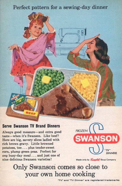 Swanson Tv Dinner, Childhood Food, Vintage Grocery, History Journal, Food Vintage, Frozen Dinners, Collage Elements, Retro Food, Product Marketing