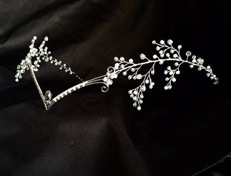 Tiara With Veil, Tiara Wedding Band, Pearl Tiara Wedding, Mer People, Elf Tiara, Elven Circlet, Elf Crown, Elven Tiara, Head Jewellery