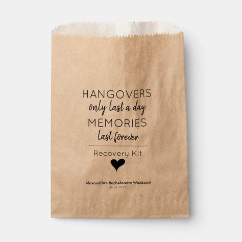 Modern Hangover Relief Recovery Kit Wedding Favor Bag - Bachelorette Party Favors gifts Wedding Snack Bags, Wedding Recovery Kit, Wedding Recovery, Wedding Snack, Hangover Kit Wedding, Easter Wrapping Paper, Script Heart, Wedding Snacks, Funny Bachelorette