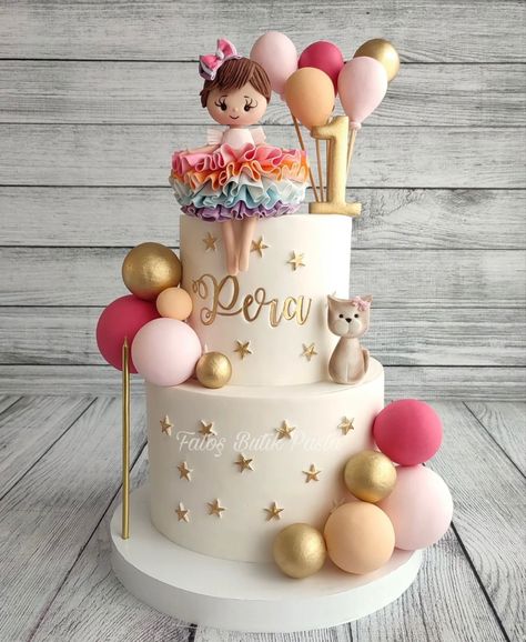 Breakfast Themed Cake, Animal Face Cake, Baby Doll Cake, 1st Birthday Cake Designs, Frozen Birthday Party Cake, Birthday Cake Tutorial, 1st Bday Cake, Fairy Birthday Cake