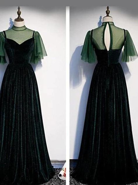 Evening Dresses Elegant Short, Bridesmaid Dresses Red Long, Long Party Gowns, Velvet Evening Dress, Dark Green Velvet, Green Evening Dress, Mode Hippie, A Line Evening Dress, Bohol