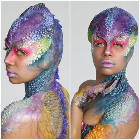 Colorful sea creature Alien Makeup, Space Makeup, Bald Cap, Galaxy Makeup, Extreme Makeup, Media Makeup, Movie Makeup, Effects Makeup, Special Fx Makeup