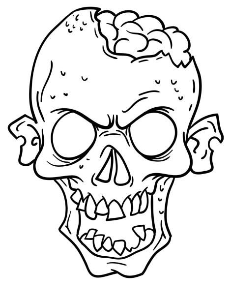 Monster Face Drawing, Cartoon Skull Drawing, Scary Monster Drawing, Zombie Drawing, Face Illustrations, Face Doodles, Nice Tattoos, Scary Characters, Half Sleeve Tattoos Drawings