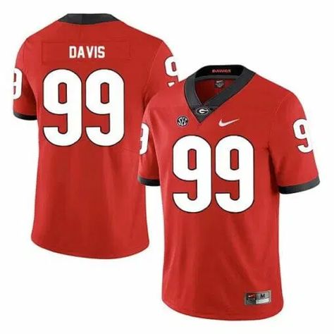 Jordan Davis Uga Jersey #99 College Football NCAA Red Jordan Davis, Red College, Ncaa Football Teams, Uga Football, Lsu Tigers Football, Georgia Bulldogs Football, Bulldogs Football, Tiger Football, Personalized Jersey