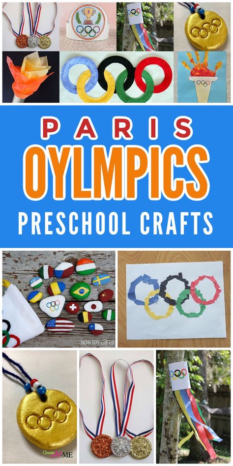 Olympics Crafts For Kids, Olympics Preschool, Olympic Medal Craft, Olympic Torch Craft, Olympic Themed Activities, Summer Olympics Crafts, Summer Olympics Activities, Preschool Olympics, Olympics Decorations