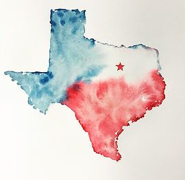 Texas Watercolor Art, Texas Flag Painting, Texas Painting Ideas On Canvas, Western Watercolor Paintings Easy, Texas Painting Ideas, Texas Tattoo Ideas, Texas Prints, Bold Paintings, Texas Map Art