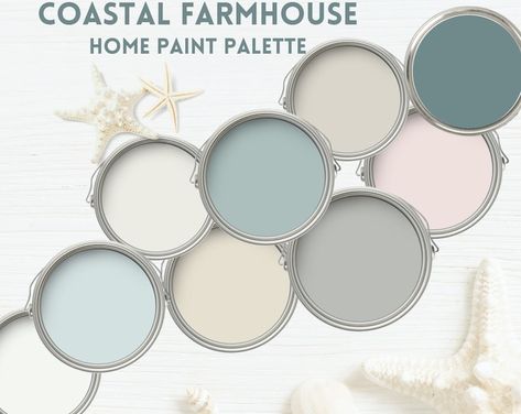 Benjamin Moore Coastal Palette Blue Paint Scheme Beach House Color Palette Cottage Home Interior Water Color Green Paint Scheme Airbnb Decor - Etsy Color Palette Cottage, Beach House Color Palette, House Color Palette, Coastal Palette, Cottage Home Interior, Beach House Colors, Palette Blue, Airbnb Decor, House Color Palettes