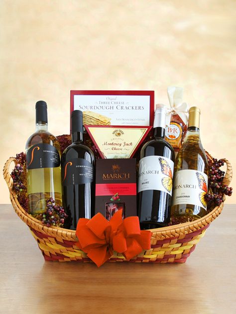 Harvest Bounty - Gift Basket - WineShop at Home   www.wineshopathome.com/beckyhunsicker  #wineshopathome #wine #gift #giftbasket Engagement Gift Baskets, Food Italy, Personalized Wine Labels, Raffle Baskets, Wine Hampers, Food Hampers, Wine Baskets, Wine Gift Baskets, Diy Gift Wrapping