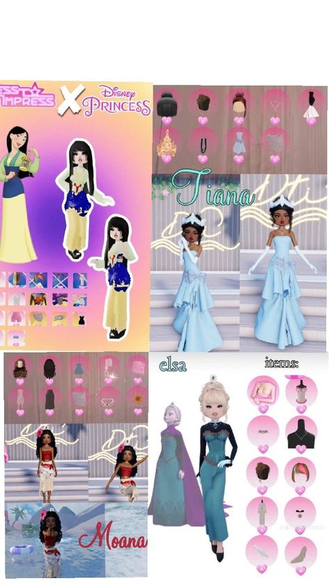 I love dti so I post this Dti Disney Princess, Disney Princess Tiana, Princess Tiana, Mulan, Moana, Dress To Impress, I Love, Disney Princess, Disney