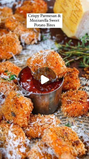 Lauren Sephton | Bright Moment Co. on Instagram: "Crispy Parmesan & Mozzarella Sweet Potato Bites… think tater tots BUT BETTER! It’s the perfect holiday appetizer for both kids and adults 😉 Made with @bufcreamery Buffalo Mozzarella – aka my go to mozzarella that is NON-GMO Verified, Lactose Free, and made with 100% Water Buffalo Milk! INGREDIENTS 4 medium Sweet Potatoes 1 cup Grated Parmesan ½ log BUF Creamery Buffalo Mozzarella, grated, about ½ cup 1 tsp. Garlic Powder 1 tsp. Salt ½ tsp. Black Pepper 1 ½ cups Panko Breadcrumbs 2 tsp. Chili Powder 2 tsp. Dried Basil 4 tbsp. Olive Oil Find FULL RECIPE on my blog at abrightmoment.com (also linked in bio) 🥰" Cheesy Parmesan Mozzarella Bites, Parmesan Cheddar Basil Bites, Mozzarella Stuffed Rosemary Parmesan Soft Pretzels, Garlic Mozzarella Bread Bites, Crispy Parmesan Crusted Buffalo Potatoes, Buffalo Milk, Sweet Potato Bites, Sweet Potatoe Bites, Buffalo Mozzarella