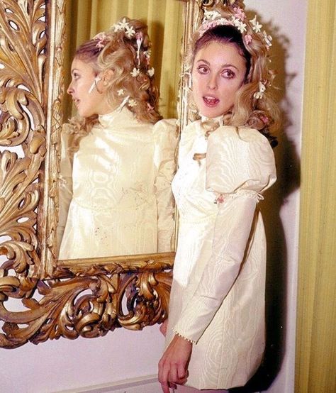 Sharon Tate Wedding, Old Hollywood Aesthetic, S Wedding Dress, Sharon Tate, Wedding Aesthetic, New Wife, Ivory Silk, London Wedding, Fabric Covered Button