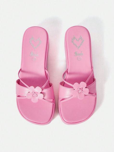 Pink Fashionable Collar     Embellished   Women Shoes Cute Platform Sandals, Cute Summer Shoes, Sandals Vacation, Pink Platform Sandals, Platforms Sandals, Pink Platform Heels, Fall Pink, Pink Platform, Vacation Shoes