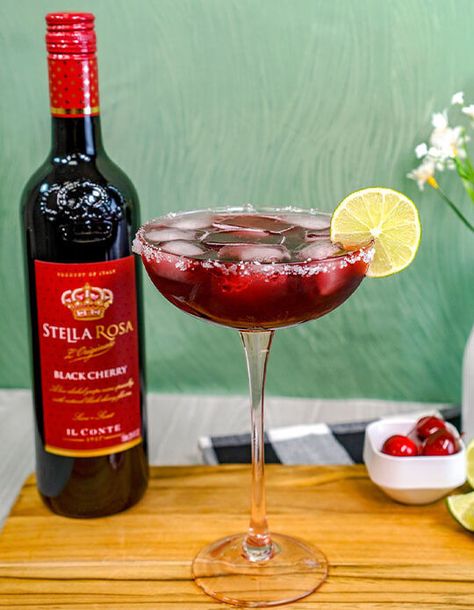 Black Cherry Margarita | Wine Cocktail Recipe | Stella Rosa® Wines Black Cherry Margarita, Black Cherry Recipes, Margarita Wine Cocktail, Stella Rosa Black, Cherry Margarita, Wine Margarita, Stella Rosa Wine, Valentine Drinks, Wine Cocktail Recipes