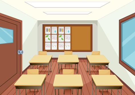 Empty classroom interior design Classroom Interior Design, White Roses Background, Empty Classroom, Interior Design Vector, Classroom Interior, Classroom Background, Work Sheet, Personal Social, Wall Phone