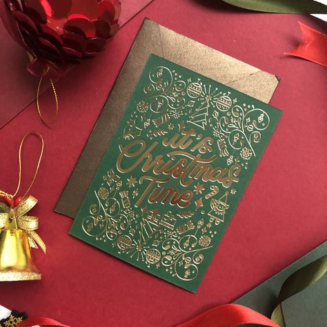 Christmas Envelope Design, Luxurious Christmas, Books Design, Laser Cut Cards, Cover Books, Metallic Christmas, Christmas Envelopes, Envelope Design, Foil Cards