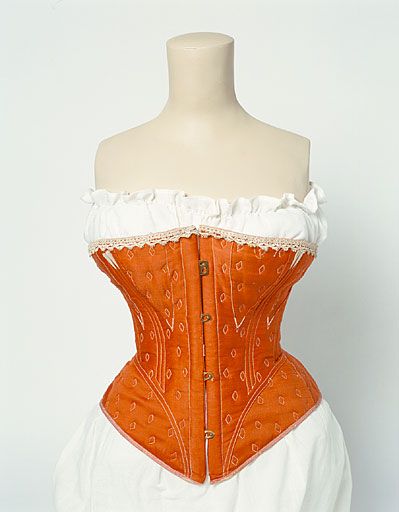 Corset, 1860-1870. 19th Century Corset, Victorian Corsets, Vintage Corsets, Orange Corset, Perfect Lady, Beautiful Corset, 1860 Fashion, Victorian Corset, Manchester Art