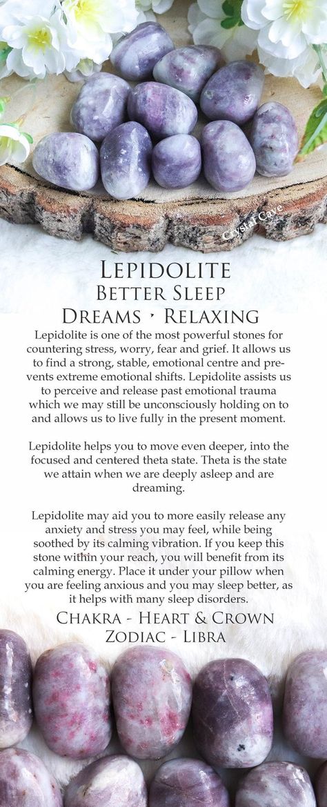 Lepidolite crystal uses properties Hand Healing, Crystals Meanings, Lepidolite Crystals, Crown Crystal, Relaxing Sleep, Heart Crown, Spiritual Crystals, Gemstone Meanings, Crystal Therapy