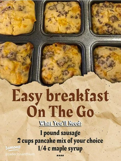 Lakehouse Food, Easy Breakfast On The Go, Pampered Chef Brownie Pan Recipes, Krusteaz Recipes, Senior Breakfast, Pampered Chef Brownie Pan, Breakfast Quick, Mini Breakfast, Diy Breakfast