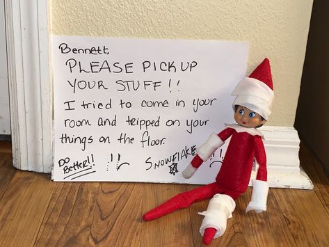 Clean your room ! Please Clean Your Room Elf, Elf Messy Room, Elf On The Shelf Ideas Clean Your Room, Elf On Shelf Clean Your Room, Clean Your Room Elf On The Shelf, Elf On The Shelf Cleaning Ideas, Elf On The Shelf Ideas Funny Hilarious Easy, Elf On The Shelf Pet Ideas, Elf On Shelf Funny